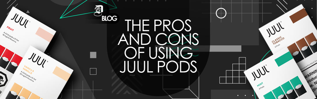 Juul pod packs stacked on top of dark abstract wallpaper