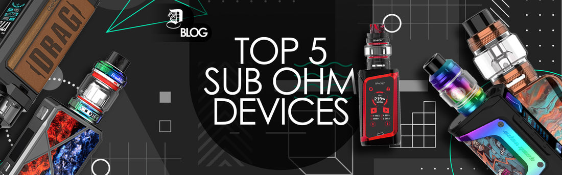 sub ohm vaping devices on dark abstract backdrop