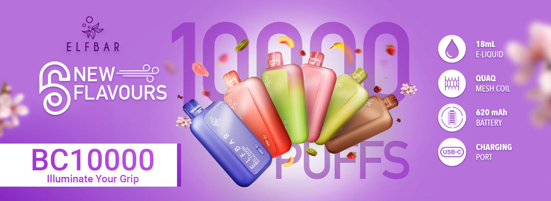 New Elf Bar vape flavors showcased in 10,000 ultimate packs, featuring vibrant packaging and enticing designs.