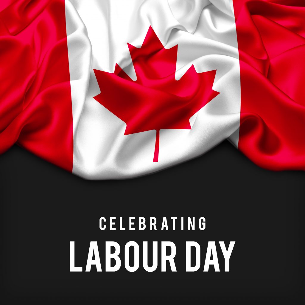 Illustration of CN tower against a colorful landscape with hills and trees. "Happy Civic Holiday" text with a red maple leaf evokes celebration. from dragon vape