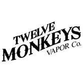 Logo of Twelve Monkeys Vapor Co vape e-juice. with a black text design on a white background