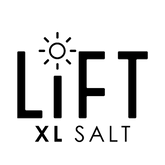 Logo of 'LIFT XL SALT vape e-juice' with a sun symbol on a green background