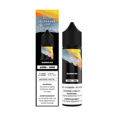 Al Fakher Freebase Mango Ice 60mL e-liquid bottle with tropical mango and ice-themed design.