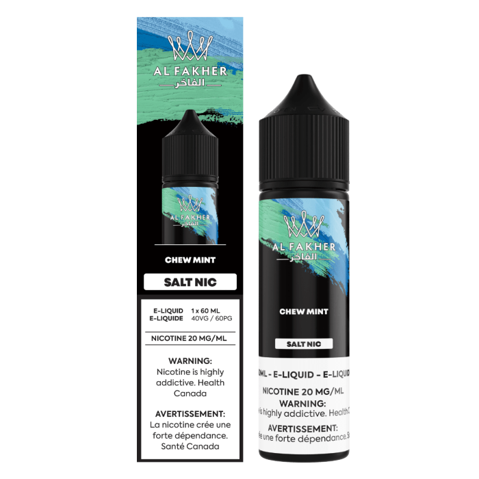 AL Fakher Salt - Chew Mint Nic Salt E-Liquid available on Canada online vape shop