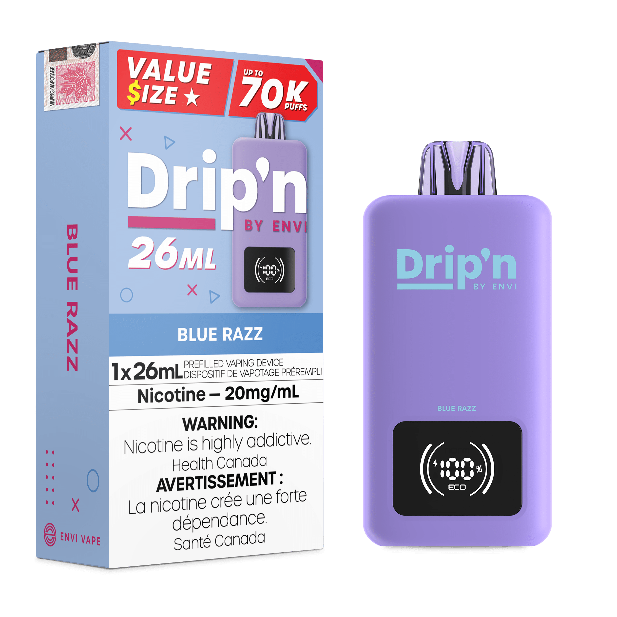 Envi Drip'n 26ML - Blue Razz Disposable Vape available on Canada online vape shop