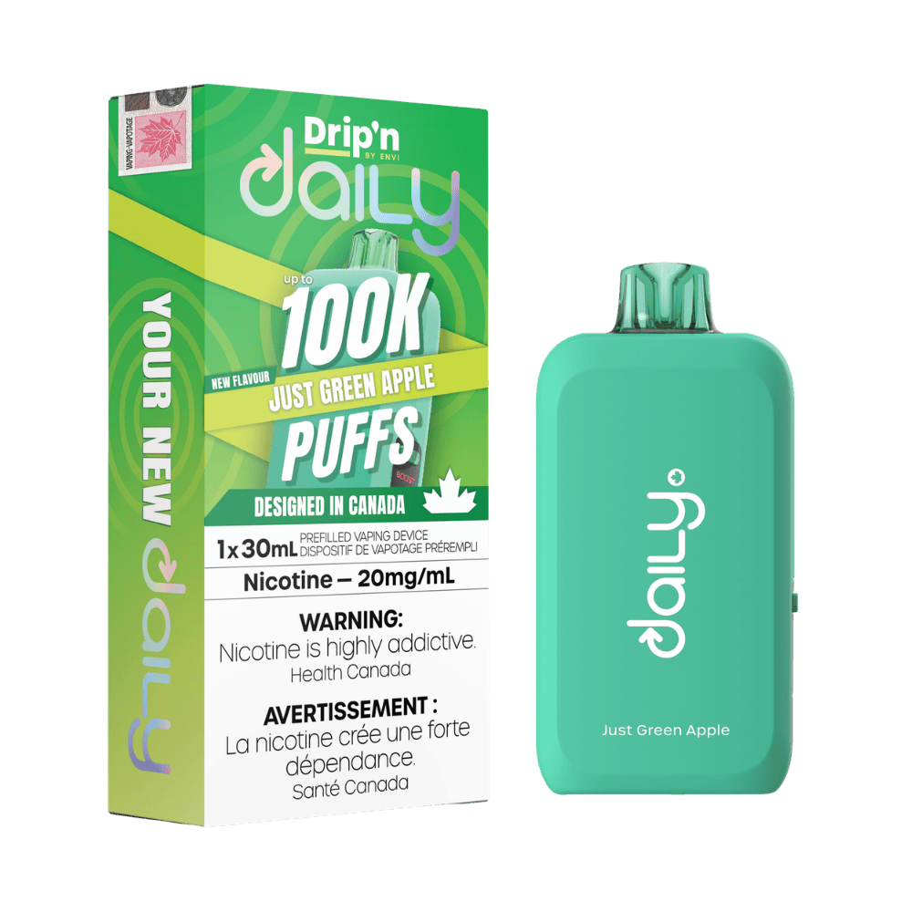 Envi Drip'n Daily 100K - Just Green Apple Disposable Vape available on Canada online vape shop