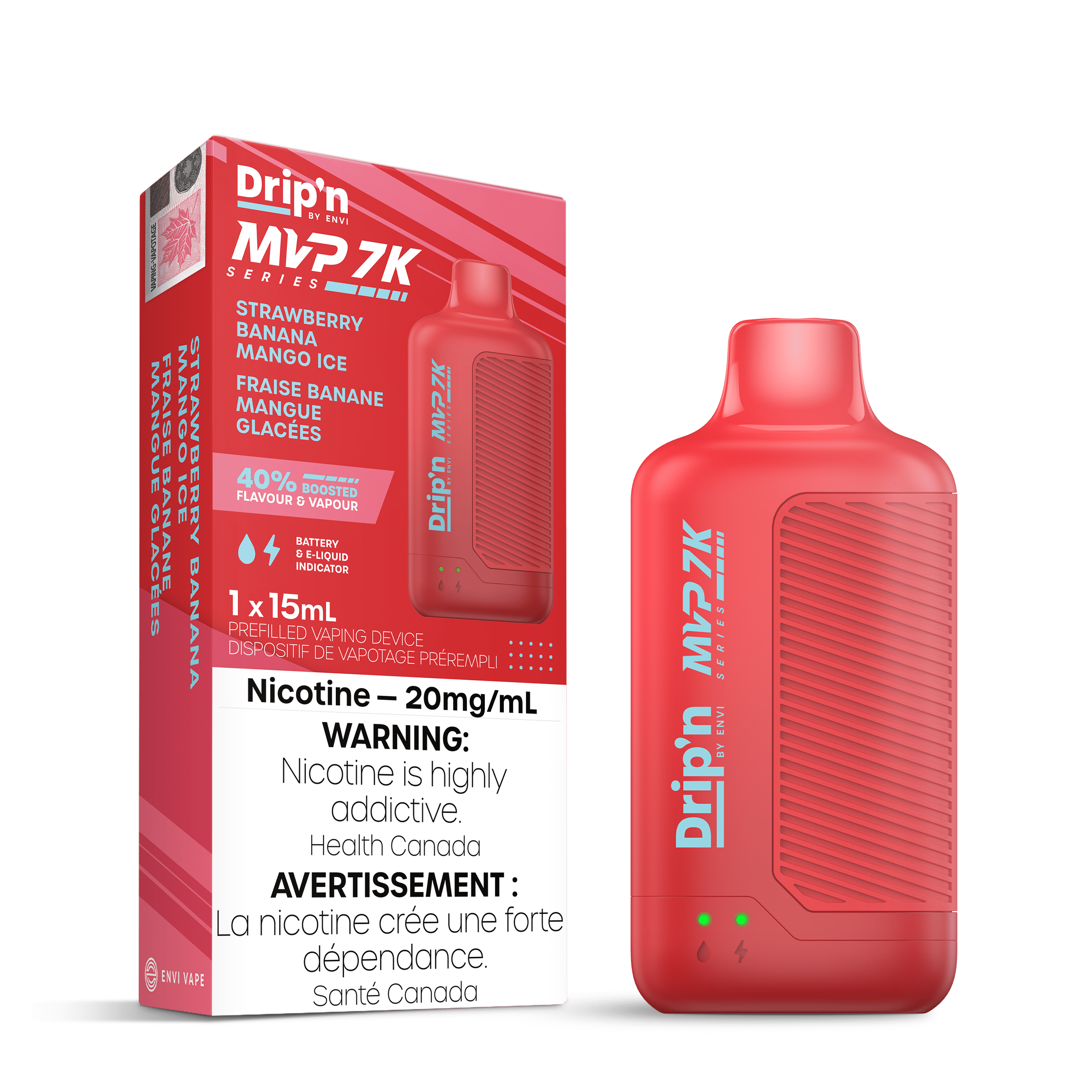 ENVI Drip'n MVP 7K -  Strawberry Banana Mango Iced Disposable Vape available on Canada online vape shop