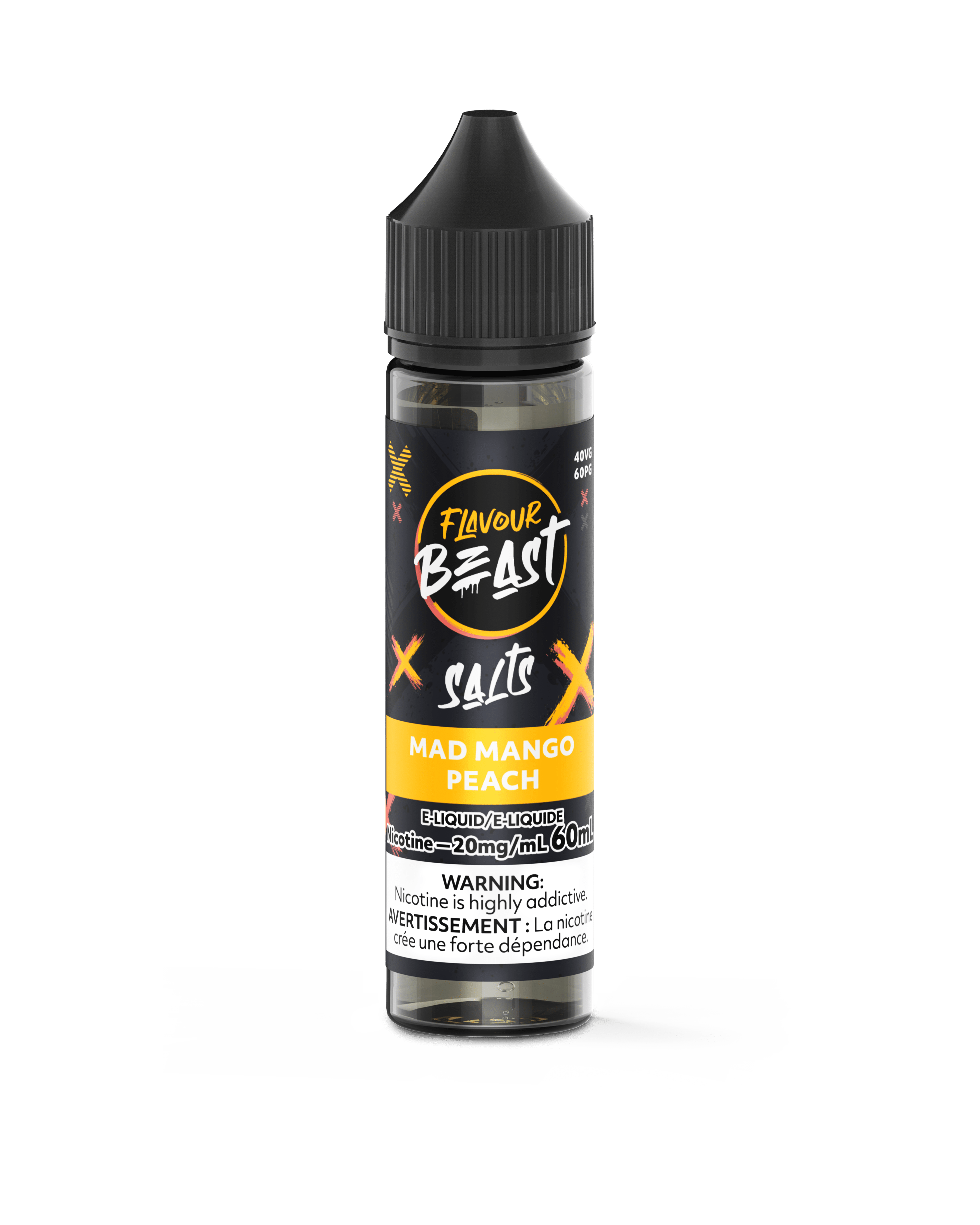 Flavour Beast 60ML Salt - Mad Mango Peach Nic Salt E-Liquid available on Canada online vape shop