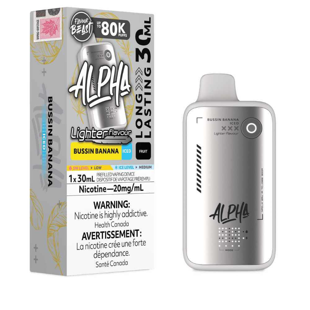Flavour Beast Alpha Light 80K - Bussin Banana Iced Disposable Vape available on Canada online vape shop