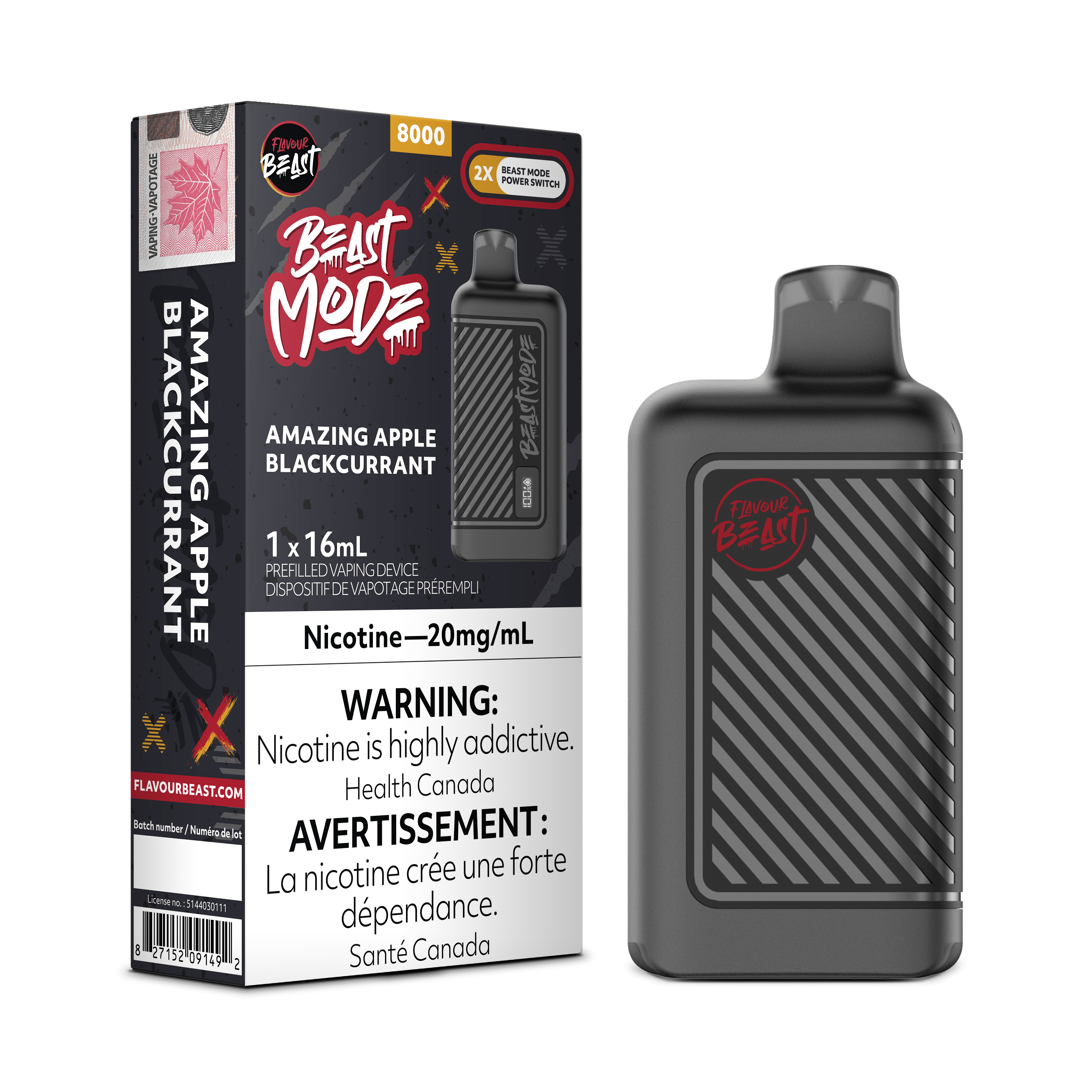 Flavour Beast Beast Mode 8K - Amazing Apple Blackcurrant Disposable Vape available on Canada online vape shop