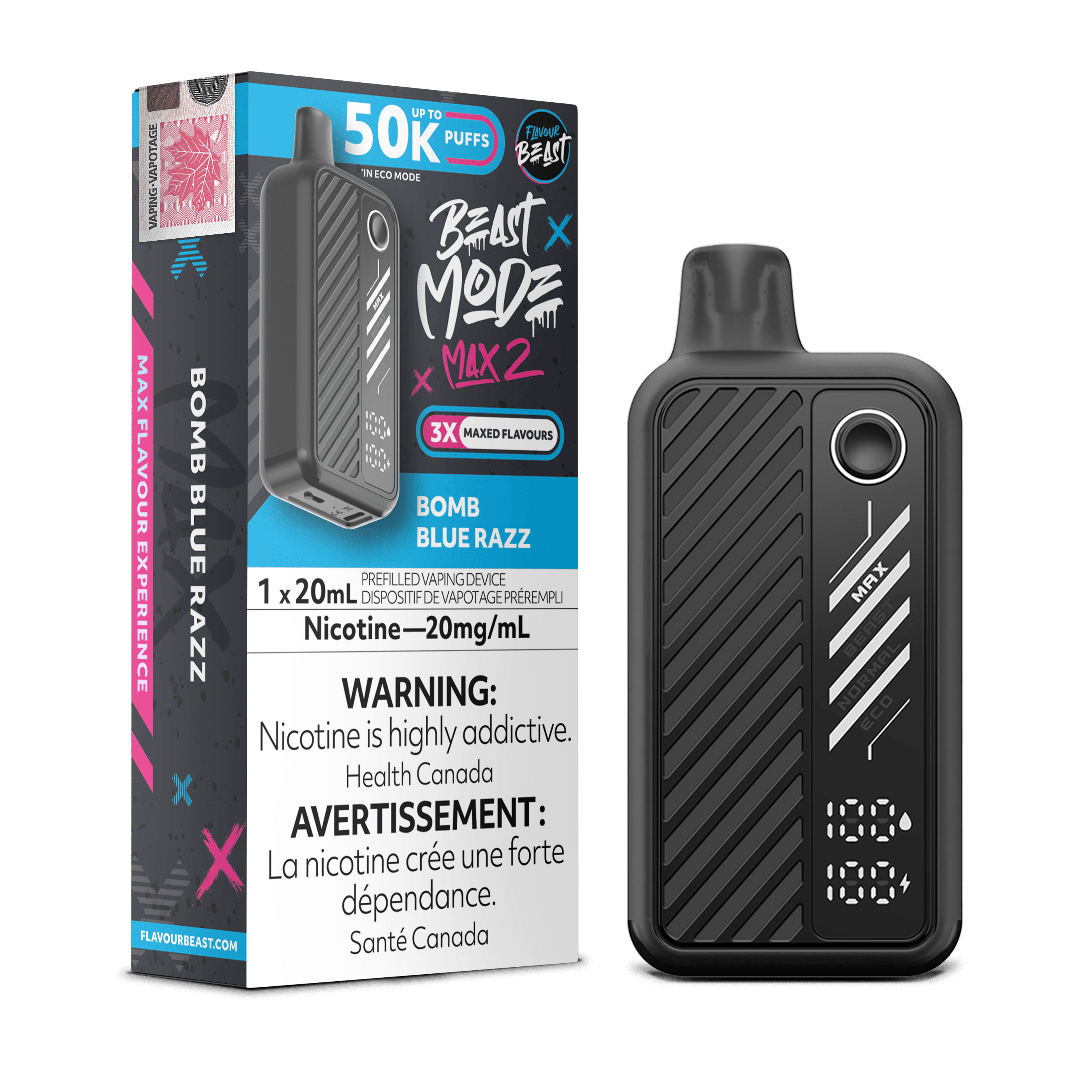 Flavour Beast Beast Mode Max 2 - Bomb Blue Razz Disposable Vape available on Canada online vape shop