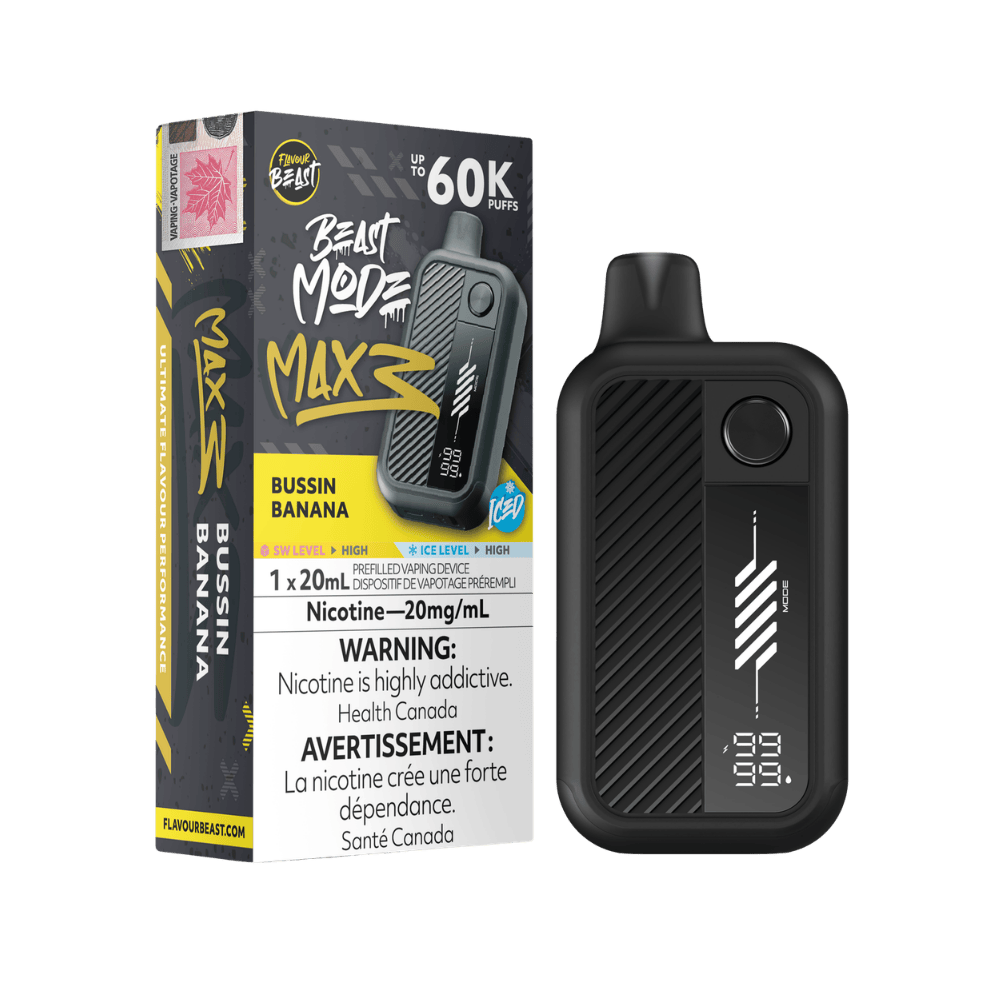 Flavour Beast Beast Mode Max 3 - Bussin Banana Iced Disposable Vape available on Canada online vape shop