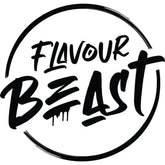 Black 'Flavour Beast vape e-juice' logo on a white background