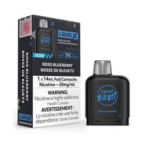 Flavour Beast Level X Pod - Boss Blueberry Iced available on Canada online vape shop