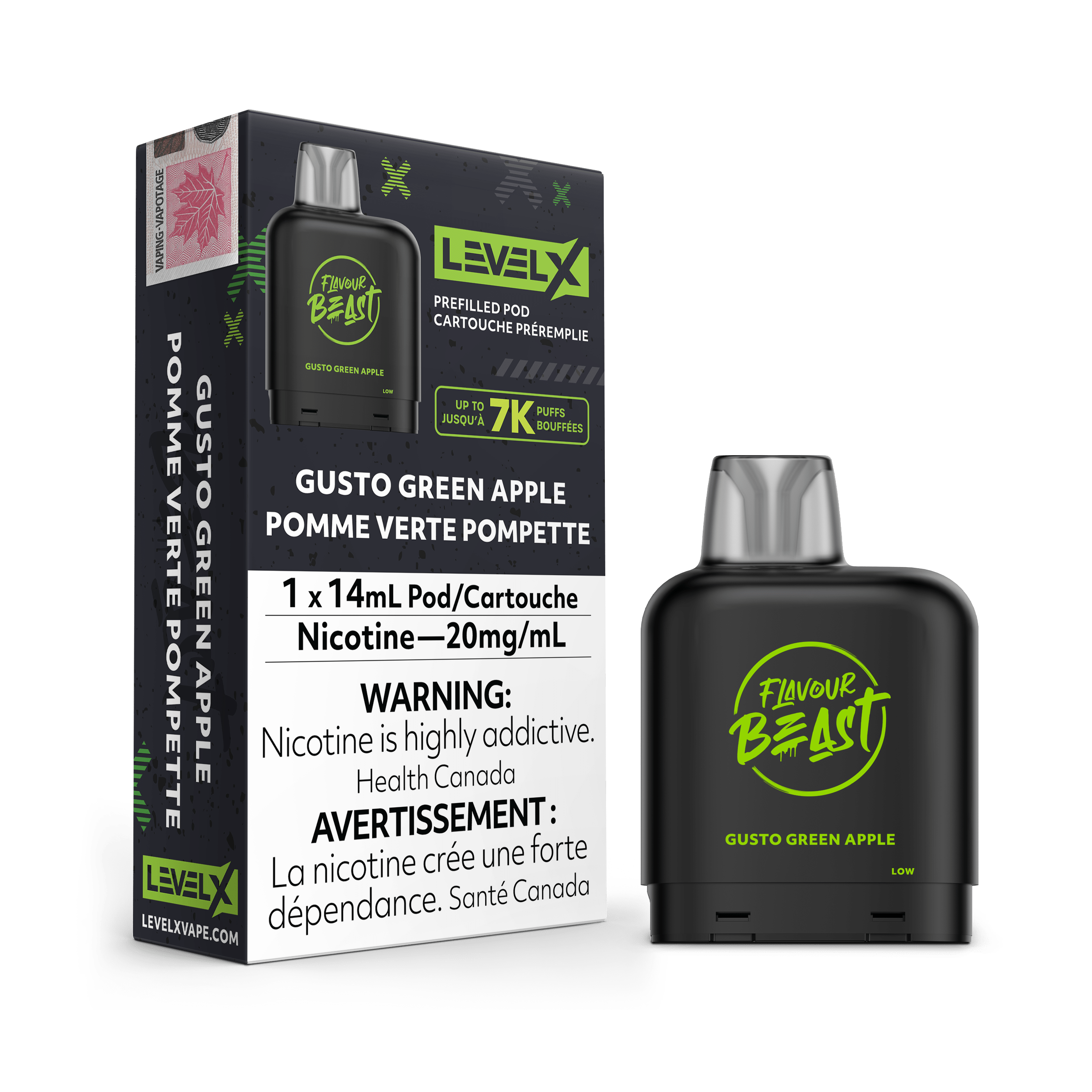 Flavour Beast Level X Pod - Gusto Green Apple available on Canada online vape shop