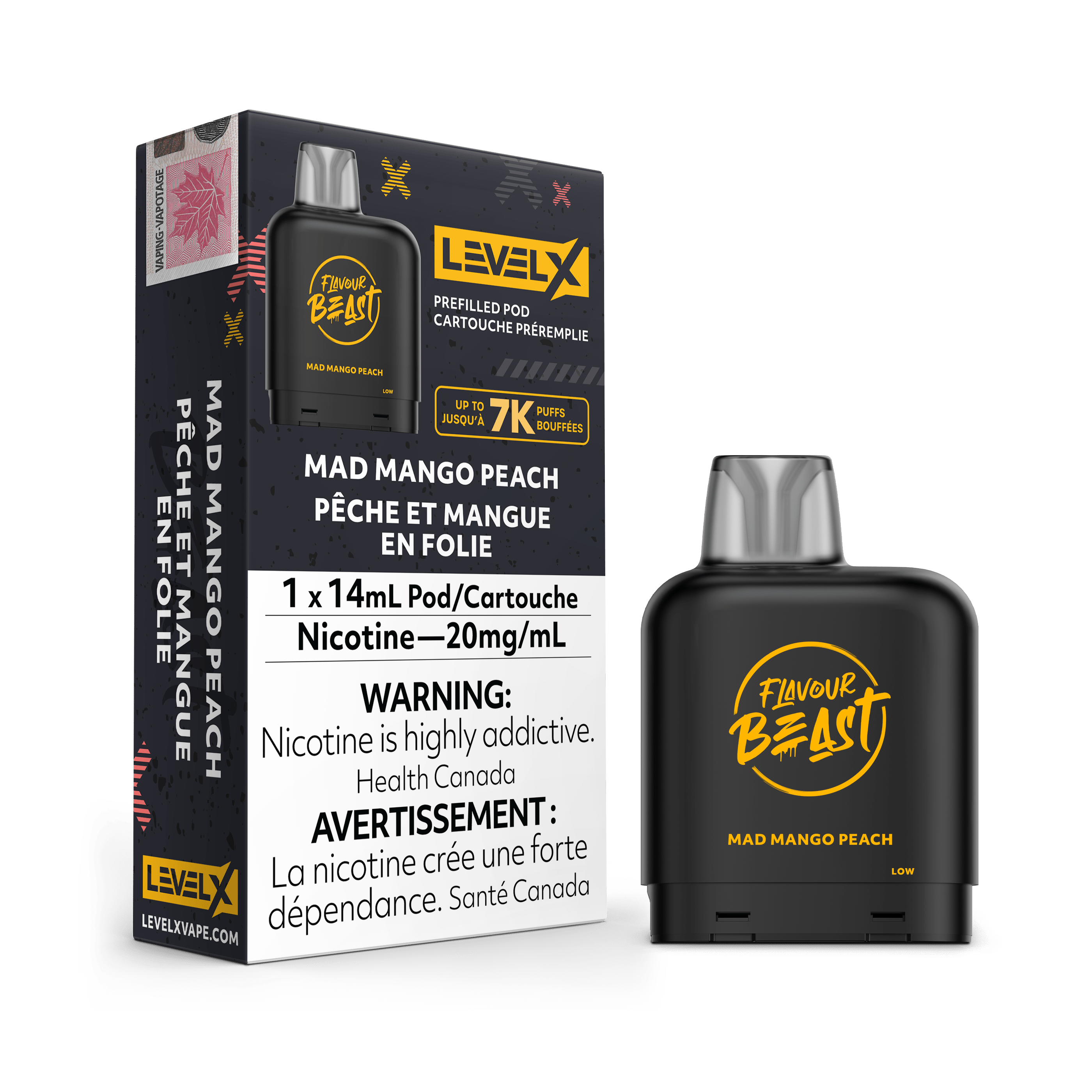 Flavour Beast Level X Pod - Mad Mango Peach available on Canada online vape shop
