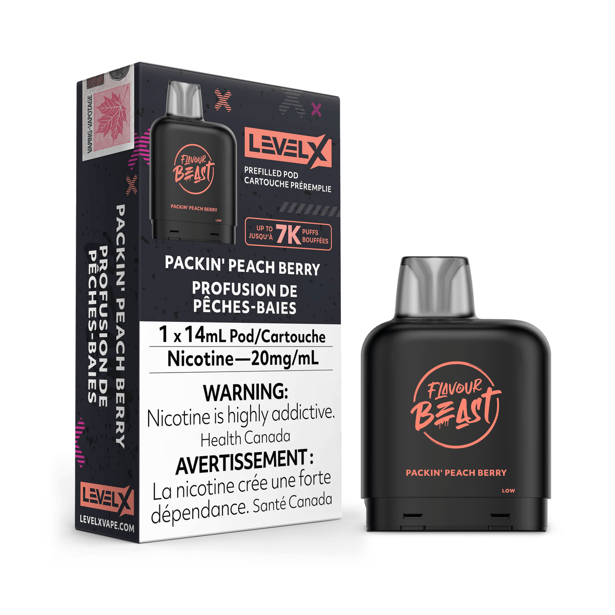 Flavour Beast Level X Pod - Packin' Peach Berry available on Canada online vape shop