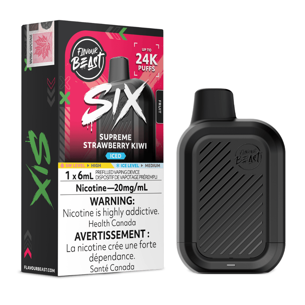 Flavour Beast SIX - Supreme Strawberry Kiwi Iced Disposable Vape available on Canada online vape shop