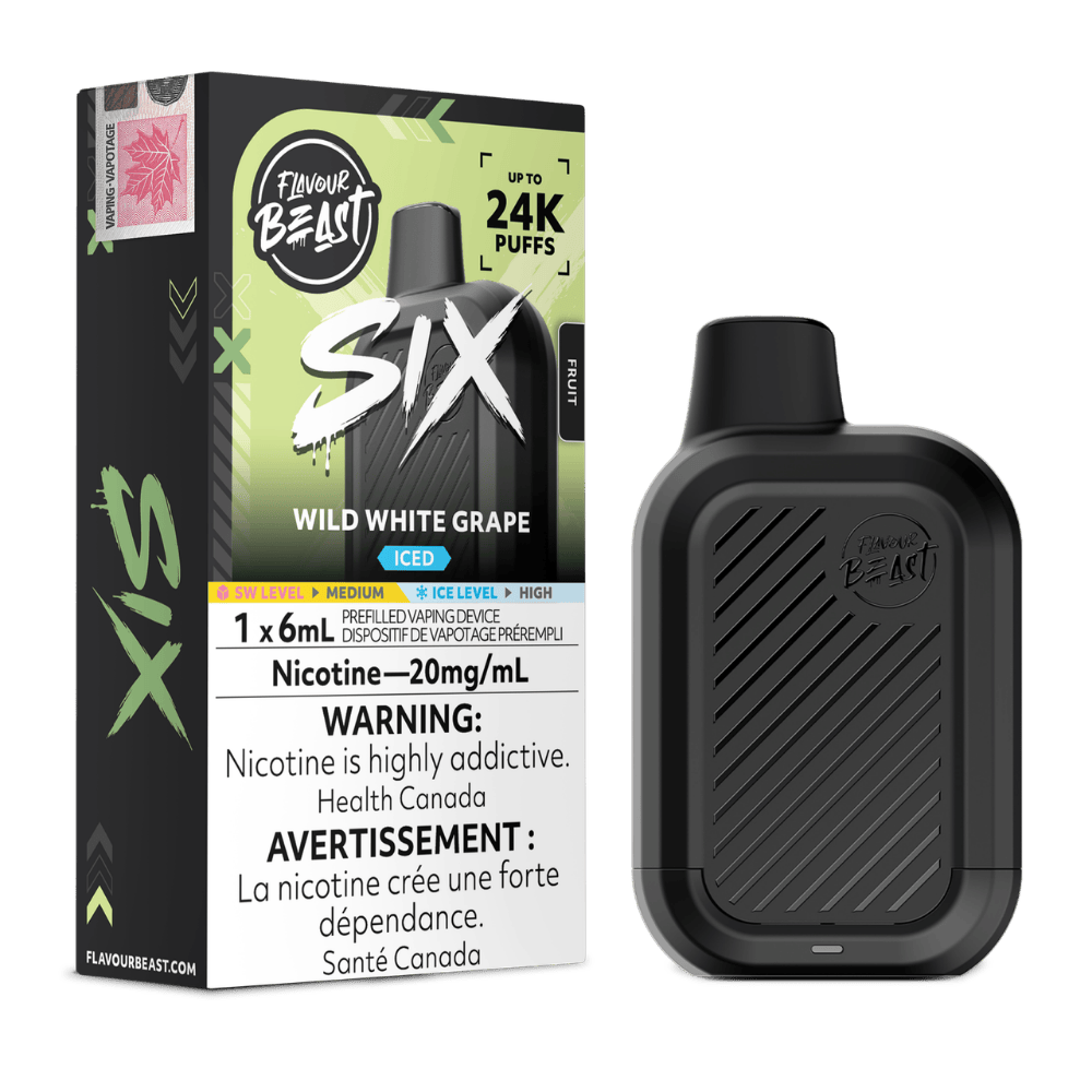 Flavour Beast SIX - Wild White Grape Iced Disposable Vape available on Canada online vape shop