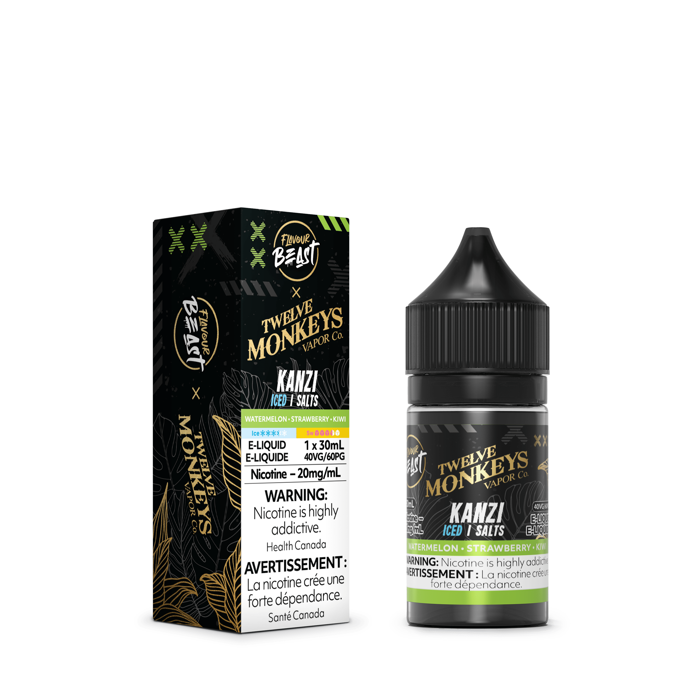 Flavour Beast x 12 Monkeys - Kanzi Iced Nic Salt E-Liquid available on Canada online vape shop