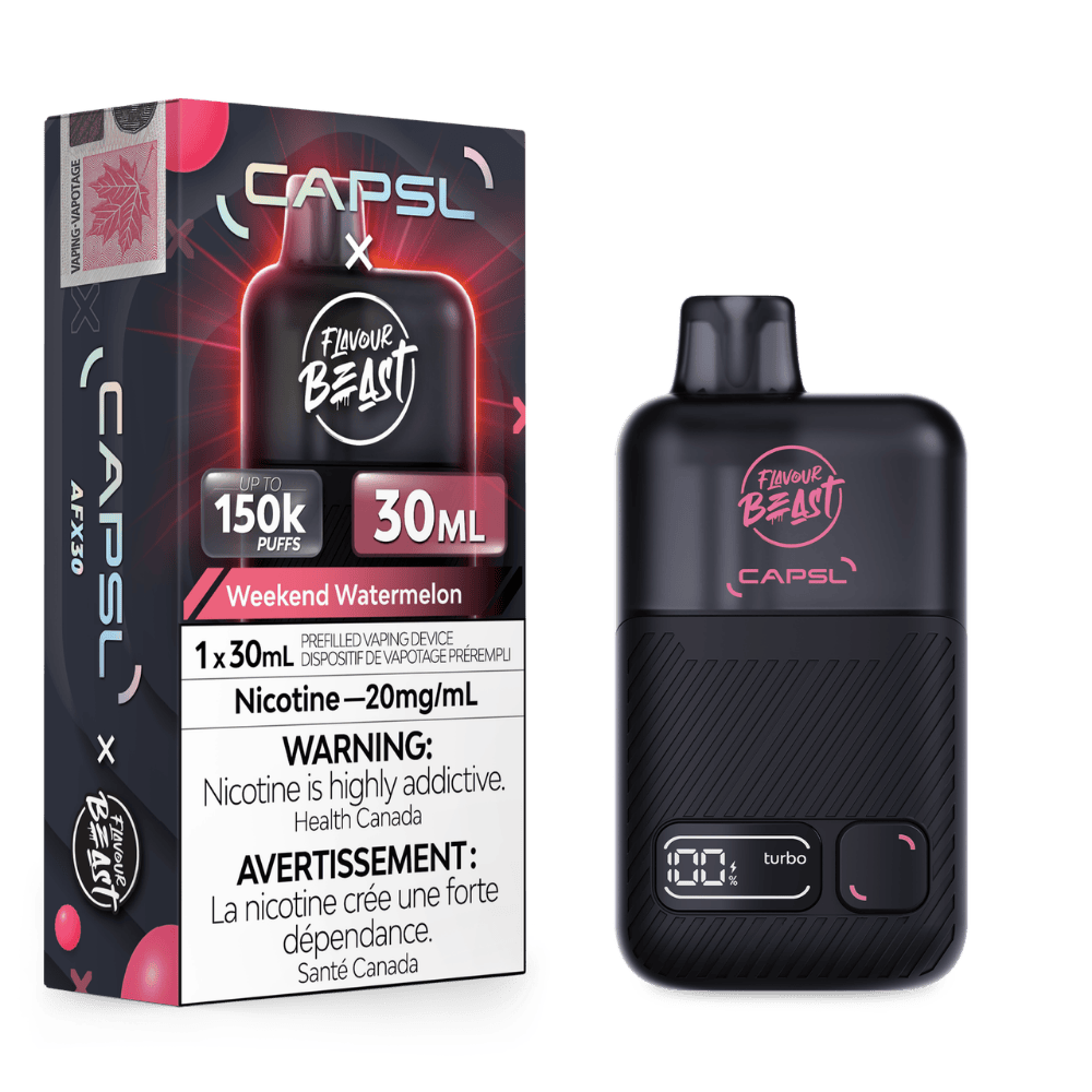 Flavour Beast x CAPSL AFX30 - Weekend Watermelon Iced Disposable Vape available on Canada online vape shop