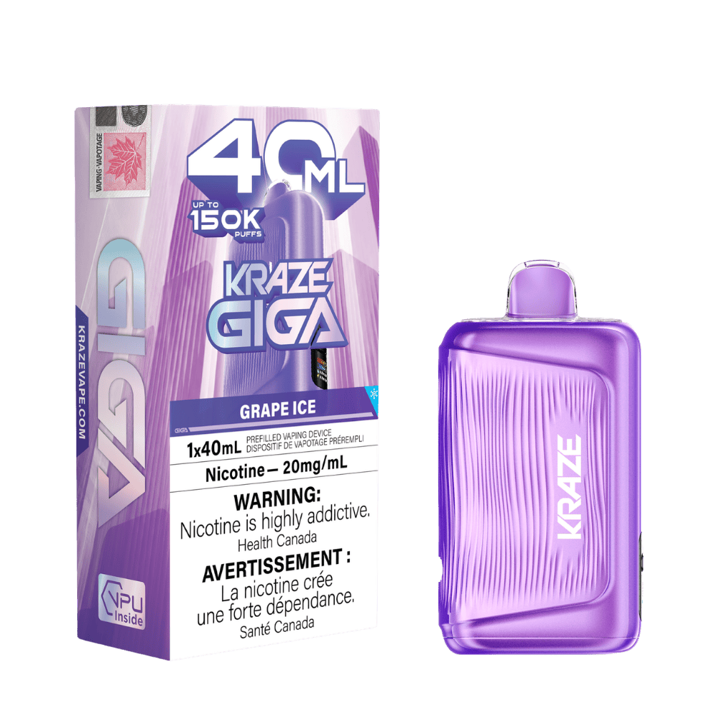 Kraze Giga 150K - Grape Ice Disposable Vape available on Canada online vape shop