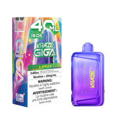 Kraze Giga 150K - S Apple G Disposable Vape available on Canada online vape shop