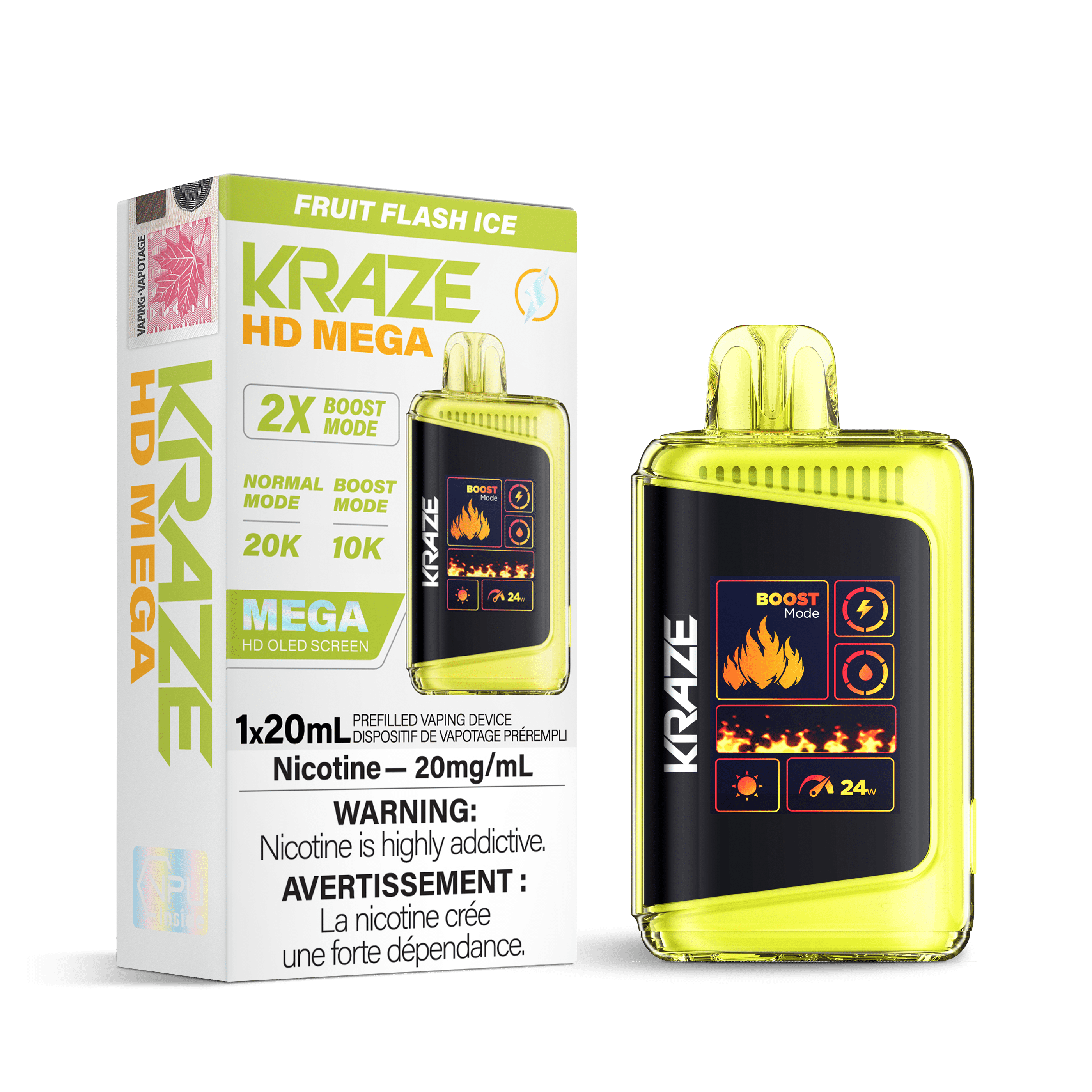 Kraze HD Mega - Fruit Flash Ice Disposable Vape available on Canada online vape shop