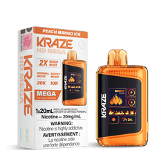 Kraze HD Mega - Peach Mango Ice Disposable Vape available on Canada online vape shop