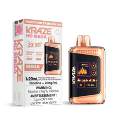 Kraze HD Mega - Peach Watermelon Ice Disposable Vape available on Canada online vape shop