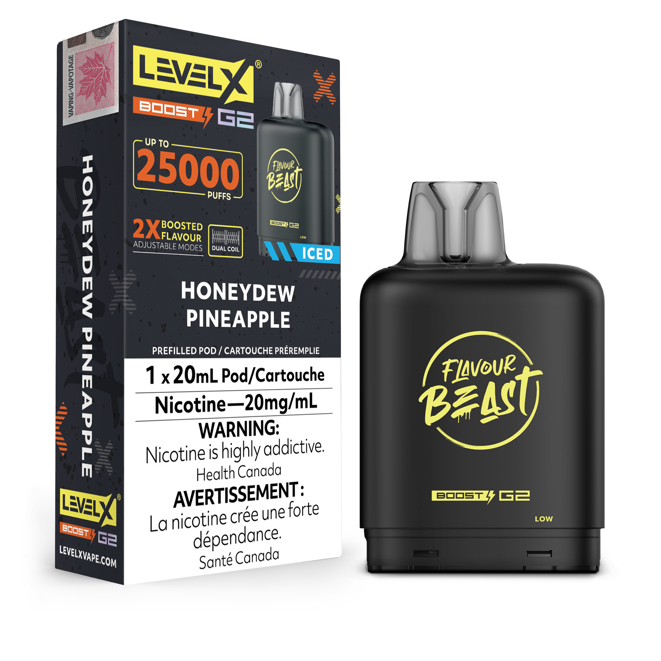 Level X Flavour Beast Boost Pod - Honeydew Pineapple available on Canada online vape shop