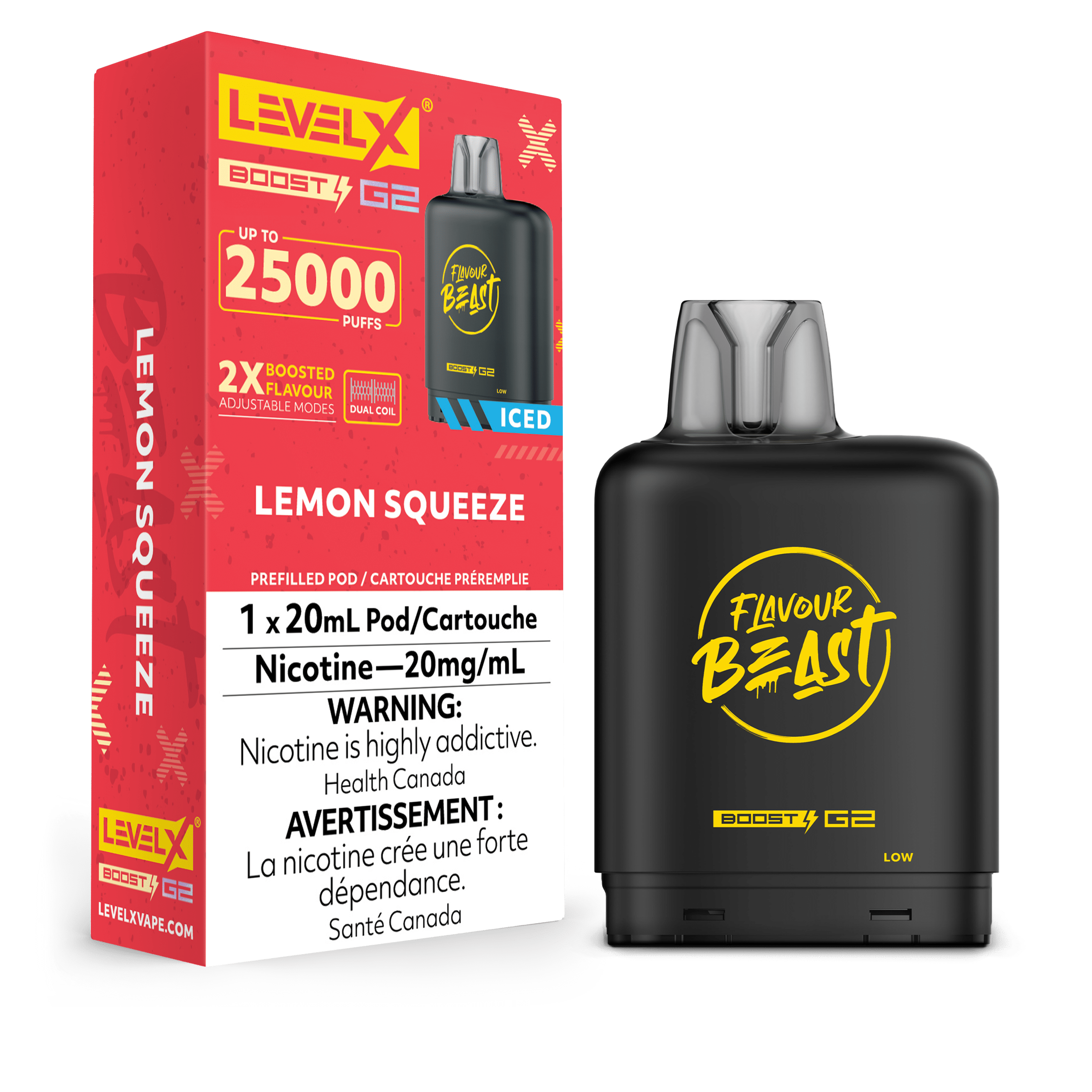 Level X Flavour Beast Boost Pod - Lemon Squeeze available on Canada online vape shop