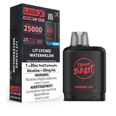Level X Flavour Beast Boost Pod - Lit Lychee Watermelon Iced available on Canada online vape shop