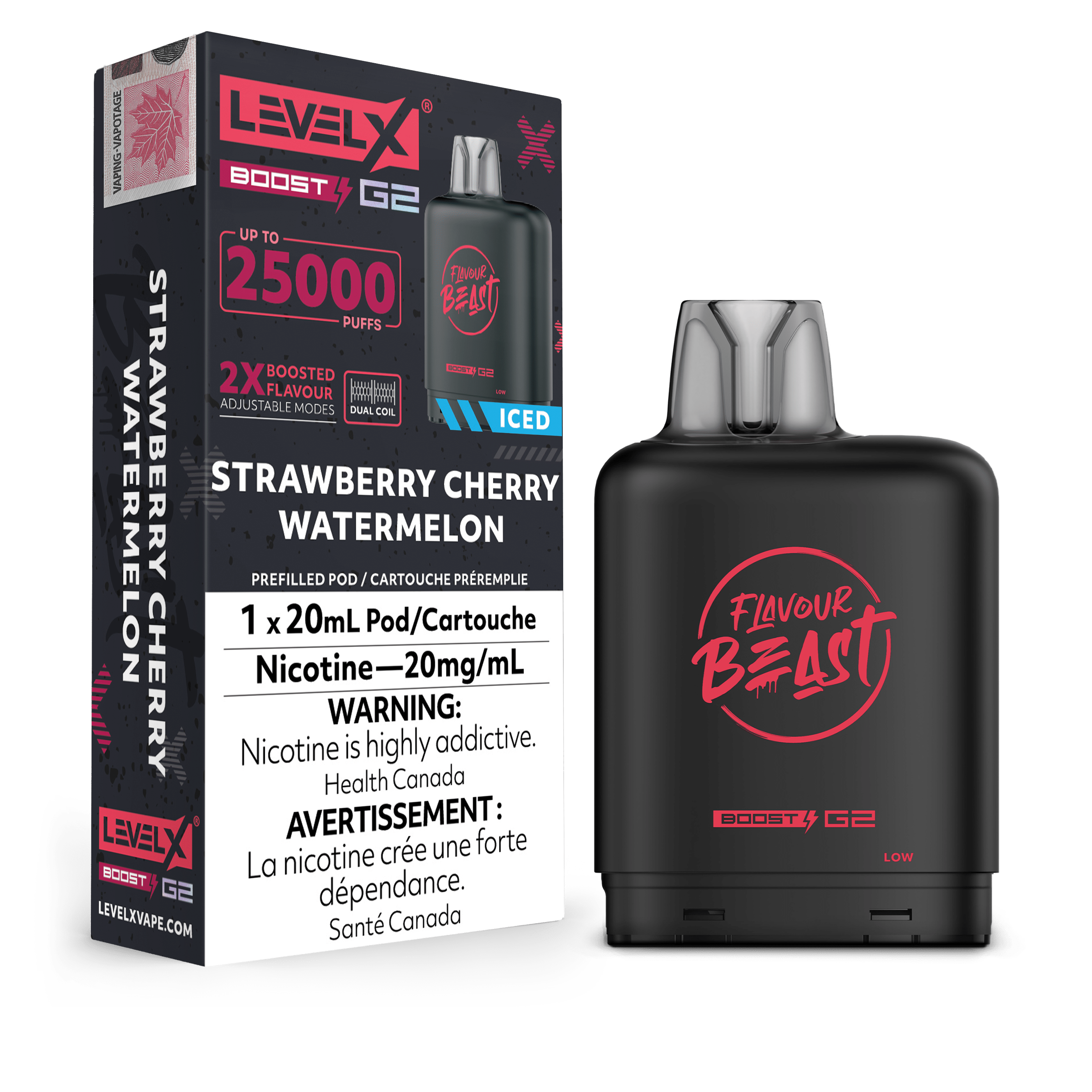 Level X Flavour Beast Boost Pod - Strawberry Cherry Watermelon available on Canada online vape shop