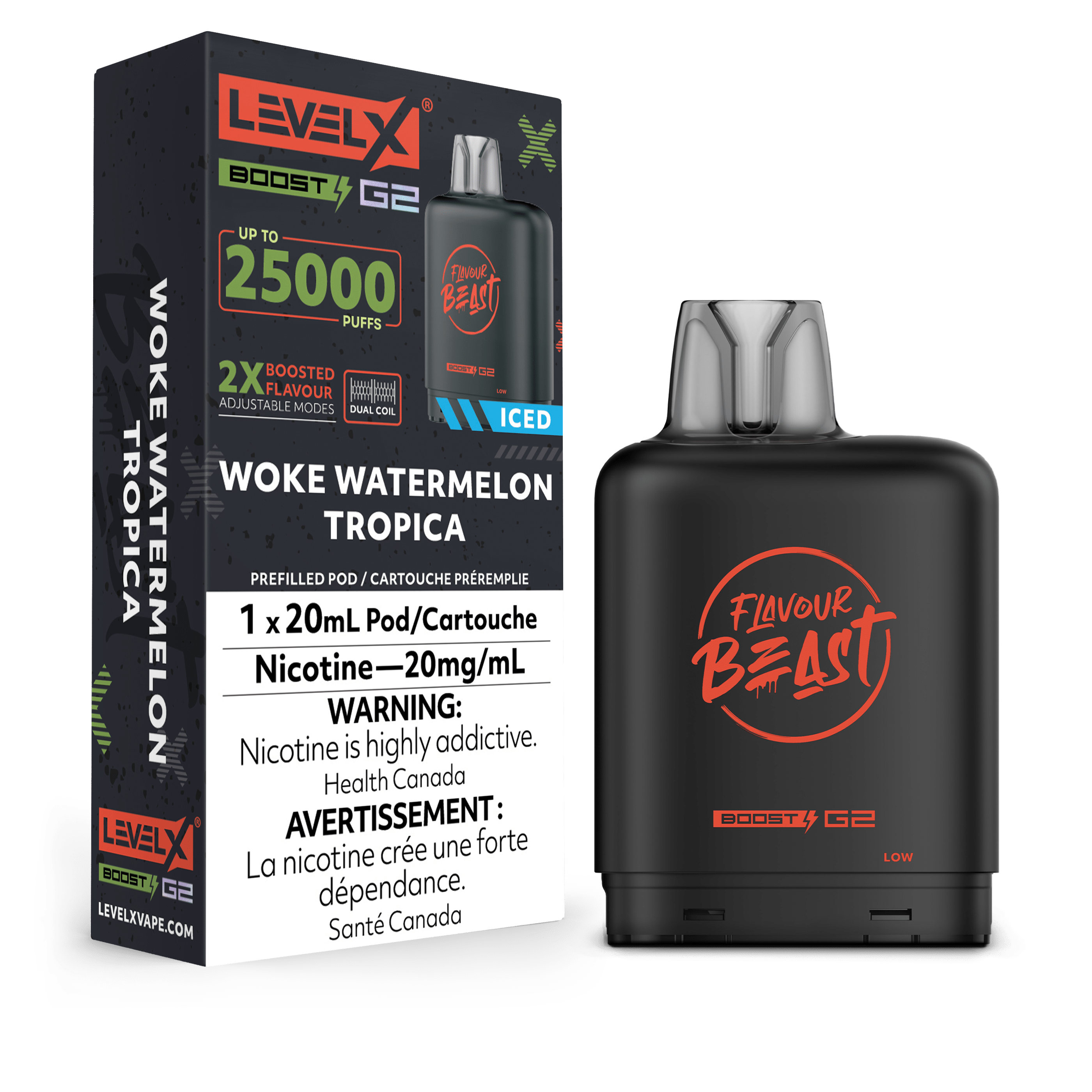 Level X Flavour Beast Boost Pod - Woke Watermelon Tropica available on Canada online vape shop