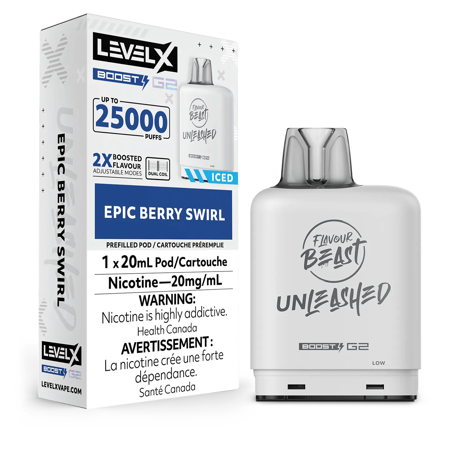 Level X Flavour Beast Unleashed Boost Pod - Epic Berry Swirl available on Canada online vape shop