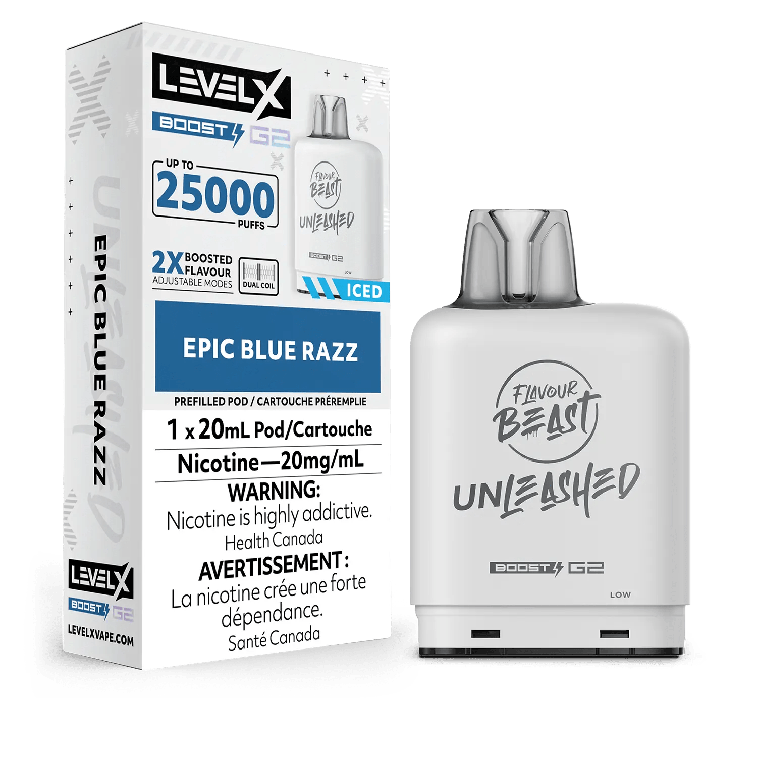 Level X Flavour Beast Unleashed Boost Pod - Epic Blue Razz available on Canada online vape shop