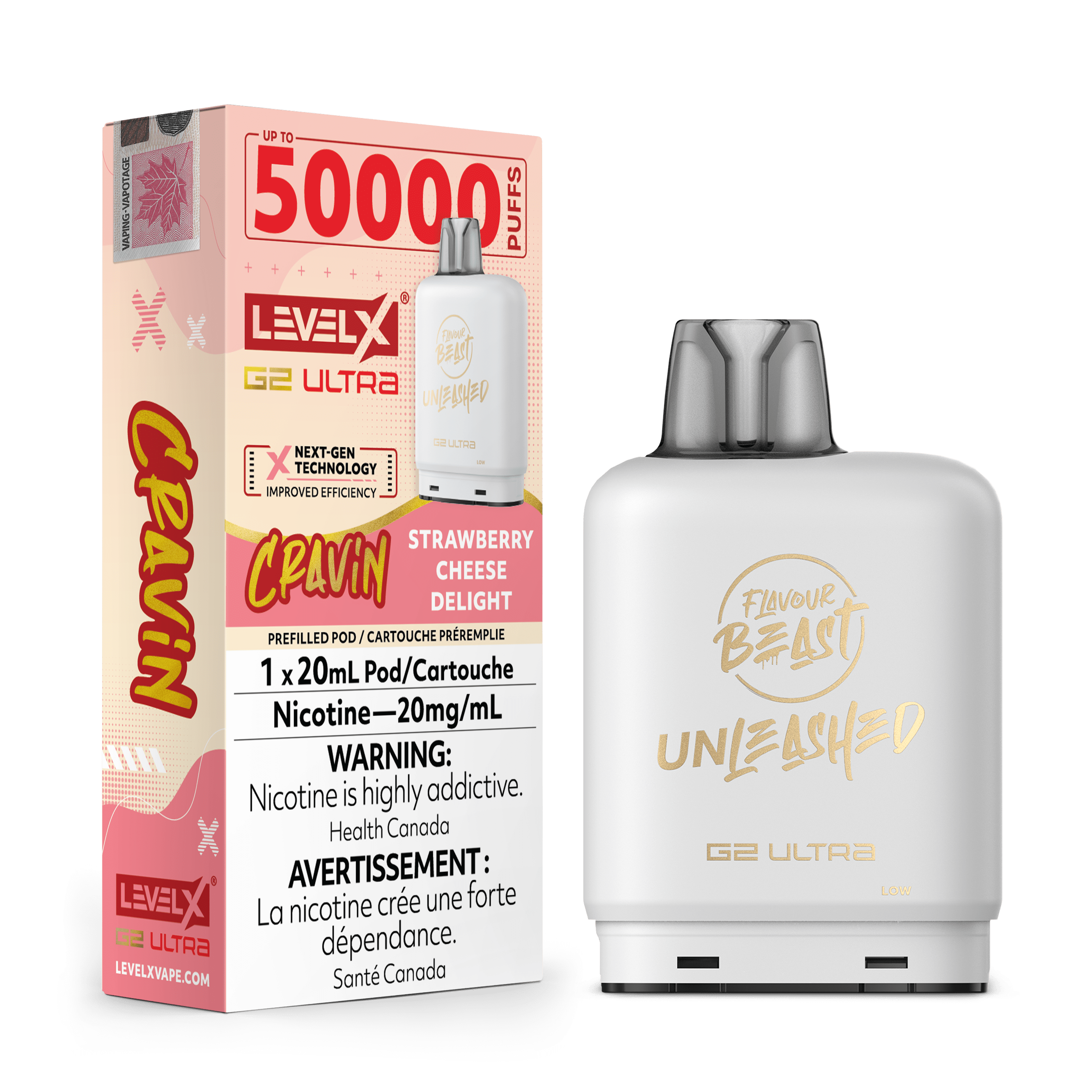 Level X G2 Flavour Beast Unleashed Cravin' Ultra Pod - Strawberry Cheese Delight available on Canada online vape shop