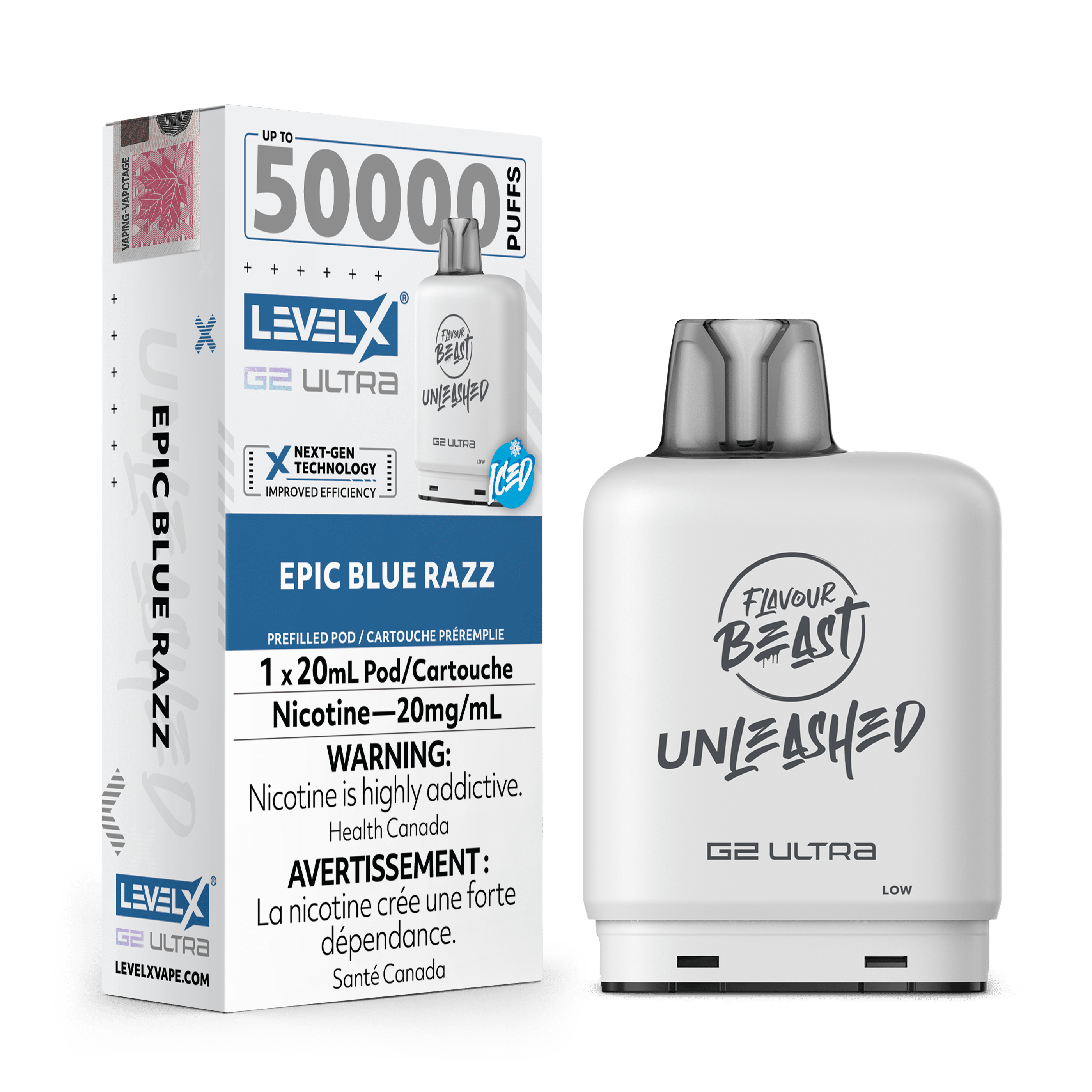Level X G2 Flavour Beast Unleashed Ultra Pod - Epic Blue Razz available on Canada online vape shop
