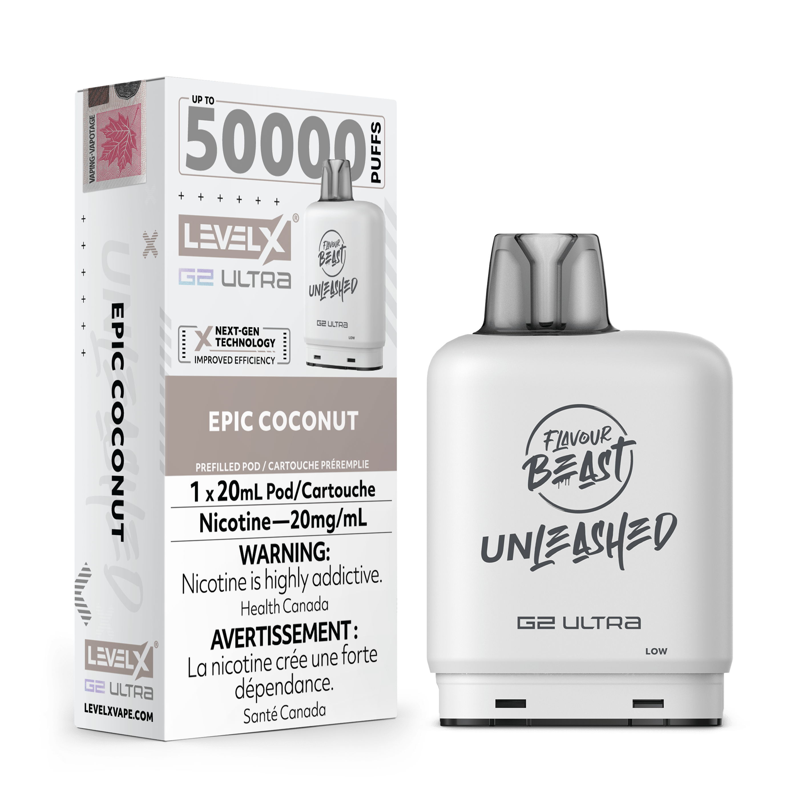 Level X G2 Flavour Beast Unleashed Ultra Pod - Epic Coconut available on Canada online vape shop