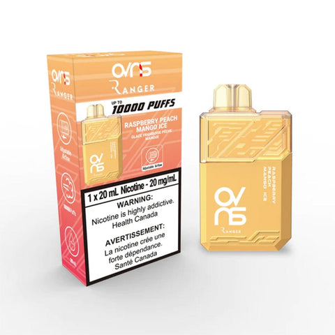 OVNS Ranger 10K - Raspberry Peach Mango Ice Disposable Vape available on Canada online vape shop