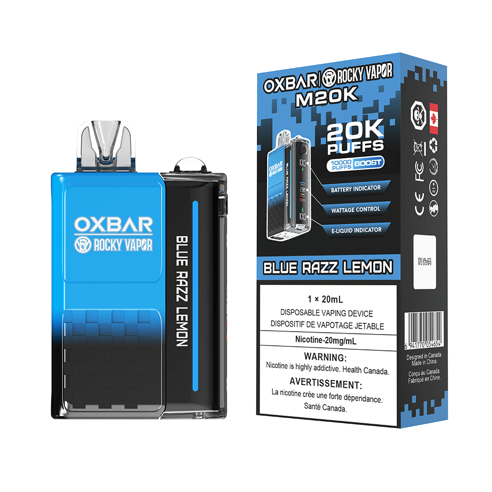 OXBAR x Rocky Vapor M20K - Blue Razz Lemon Disposable Vape available on Canada online vape shop