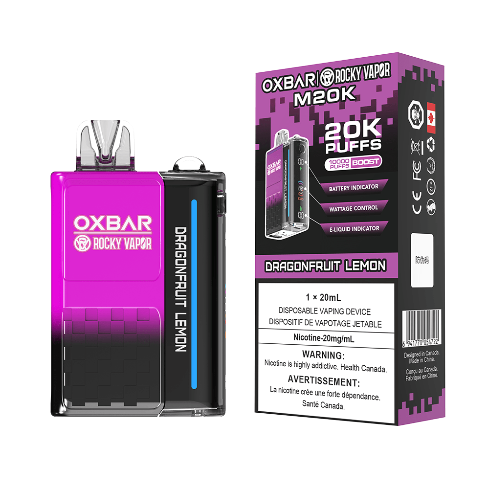 OXBAR x Rocky Vapor M20K - Dragon Fruit Lemon Disposable Vape available on Canada online vape shop