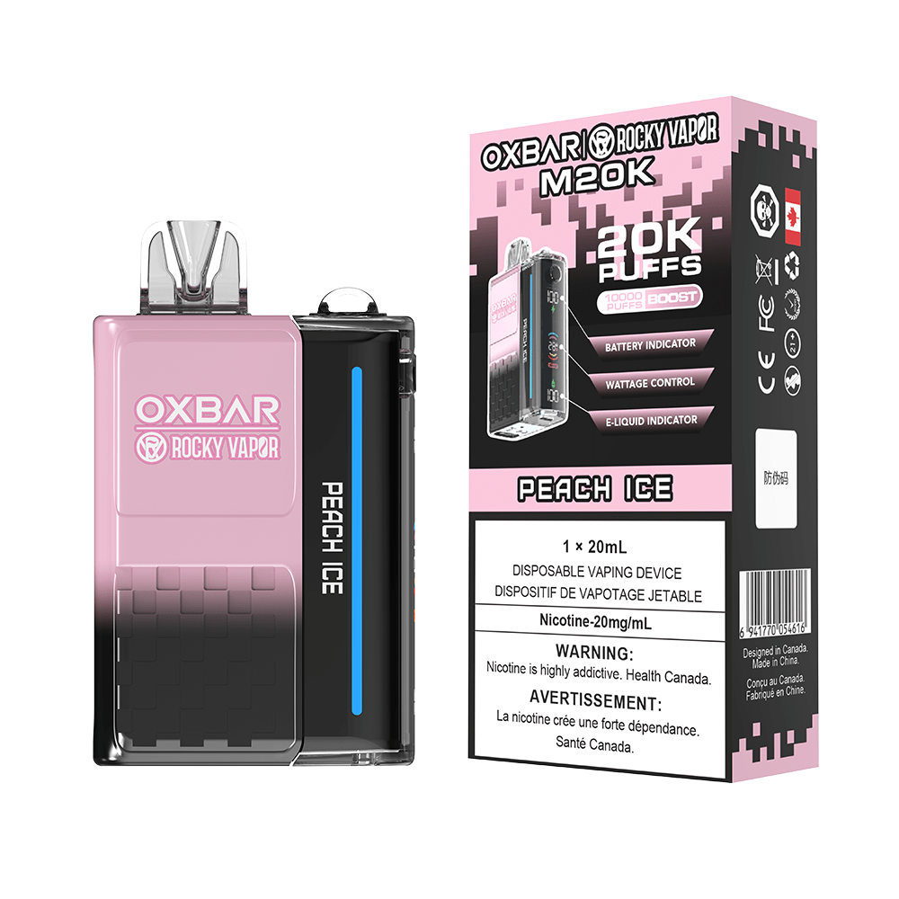 OXBAR x Rocky Vapor M20K - Peach Ice Disposable Vape available on Canada online vape shop