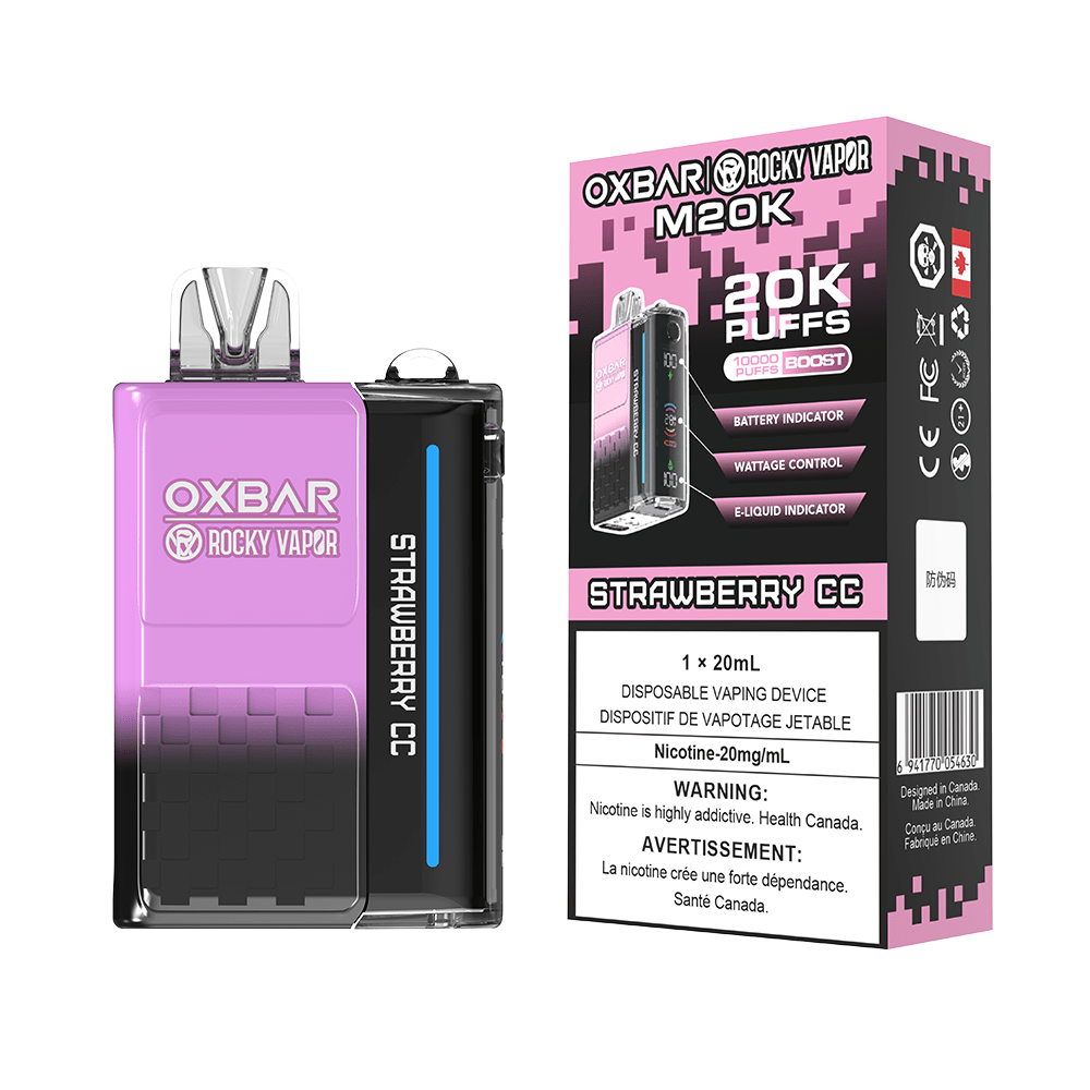 OXBAR x Rocky Vapor M20K - Strawberry CC Disposable Vape available on Canada online vape shop