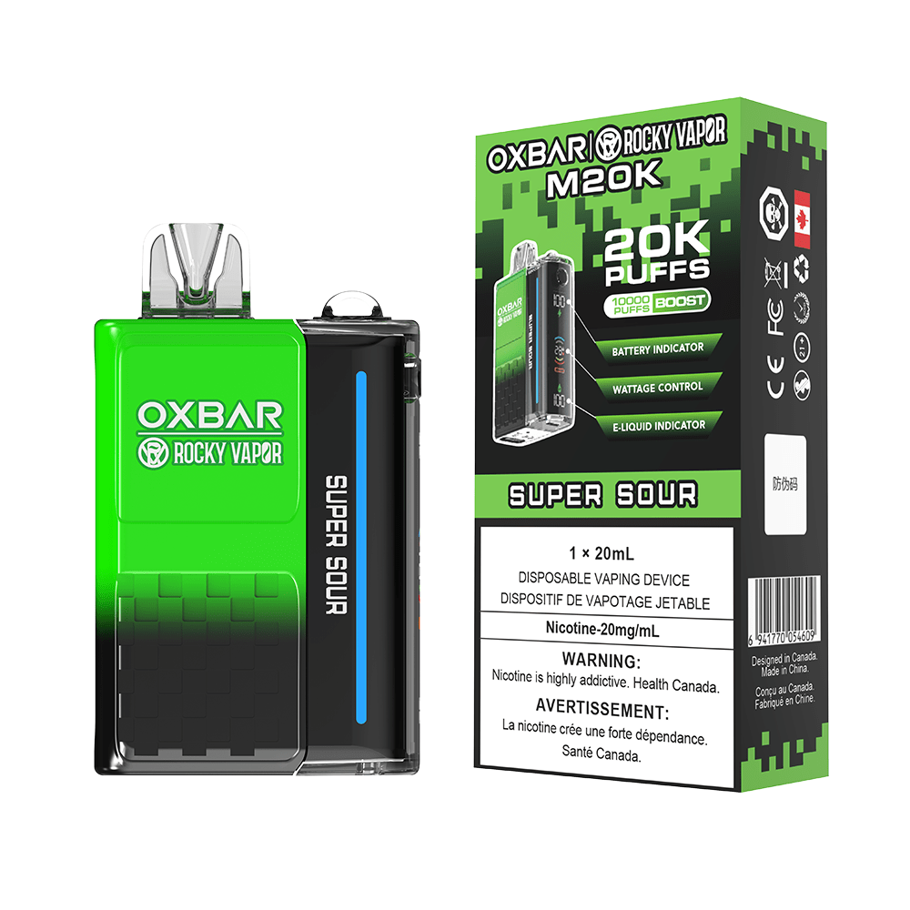 OXBAR x Rocky Vapor M20K - Super Sour Disposable Vape available on Canada online vape shop