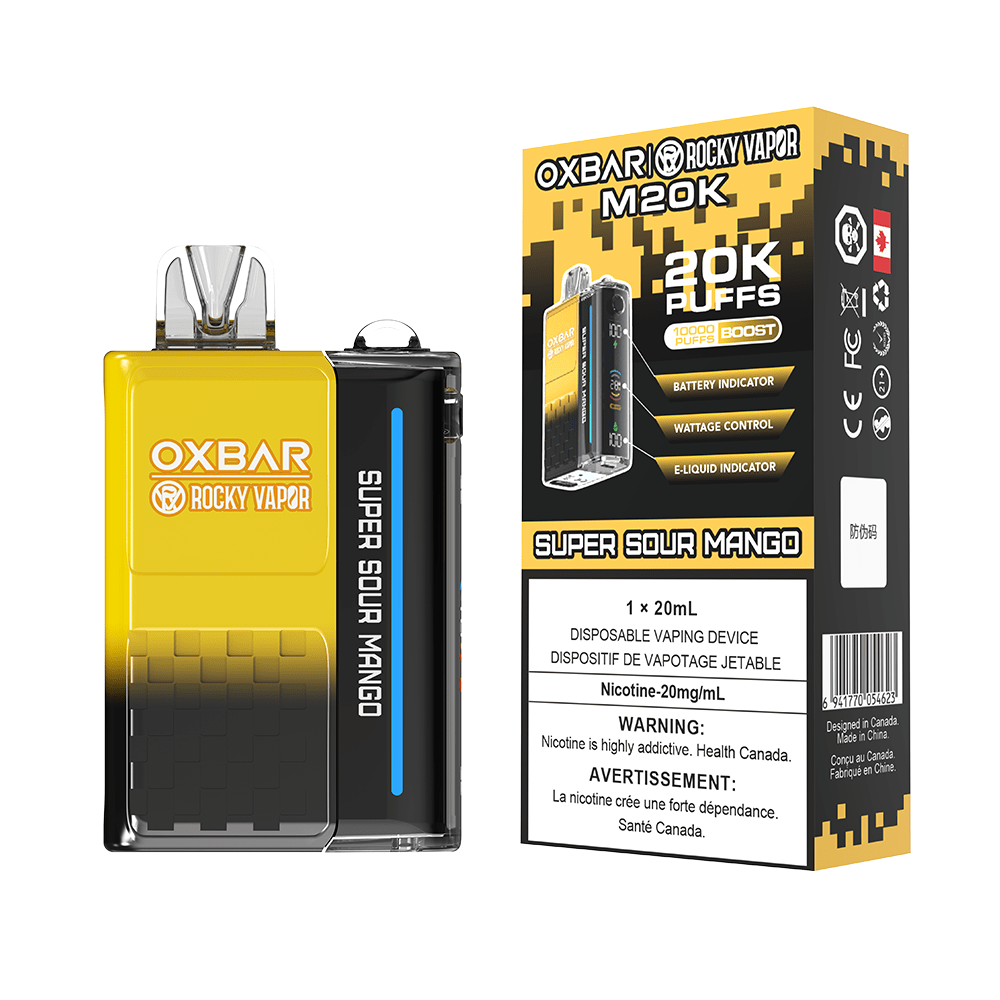 OXBAR x Rocky Vapor M20K - Super Sour Mango Disposable Vape available on Canada online vape shop