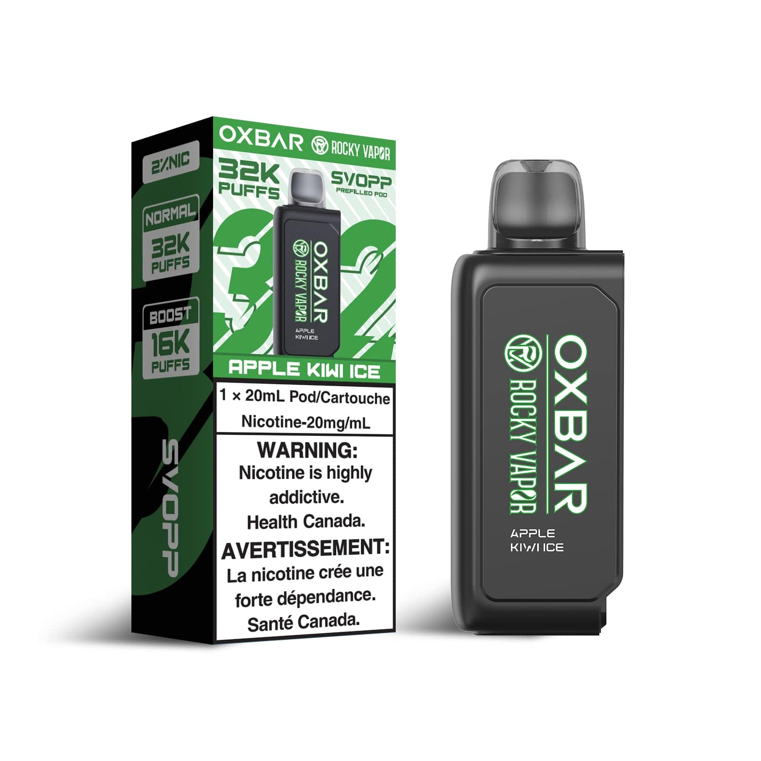 OXBAR x Rocky Vapor SVOPP Pod - Apple Kiwi Ice available on Canada online vape shop