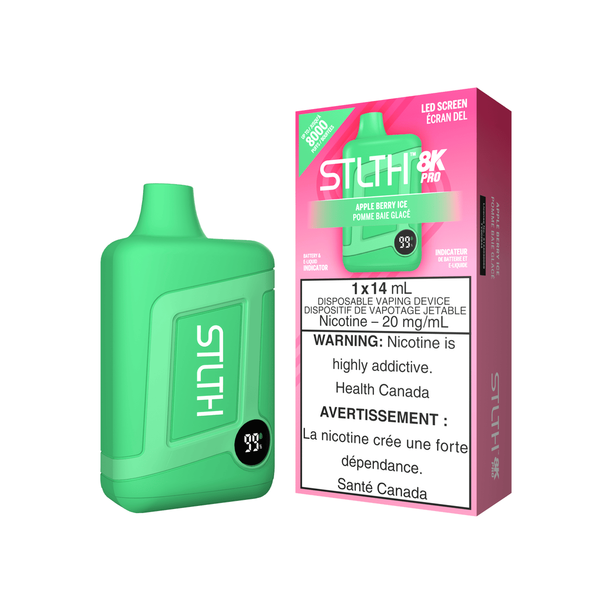 STLTH 8K Pro - Apple Berry Ice Disposable Vape available on Canada online vape shop