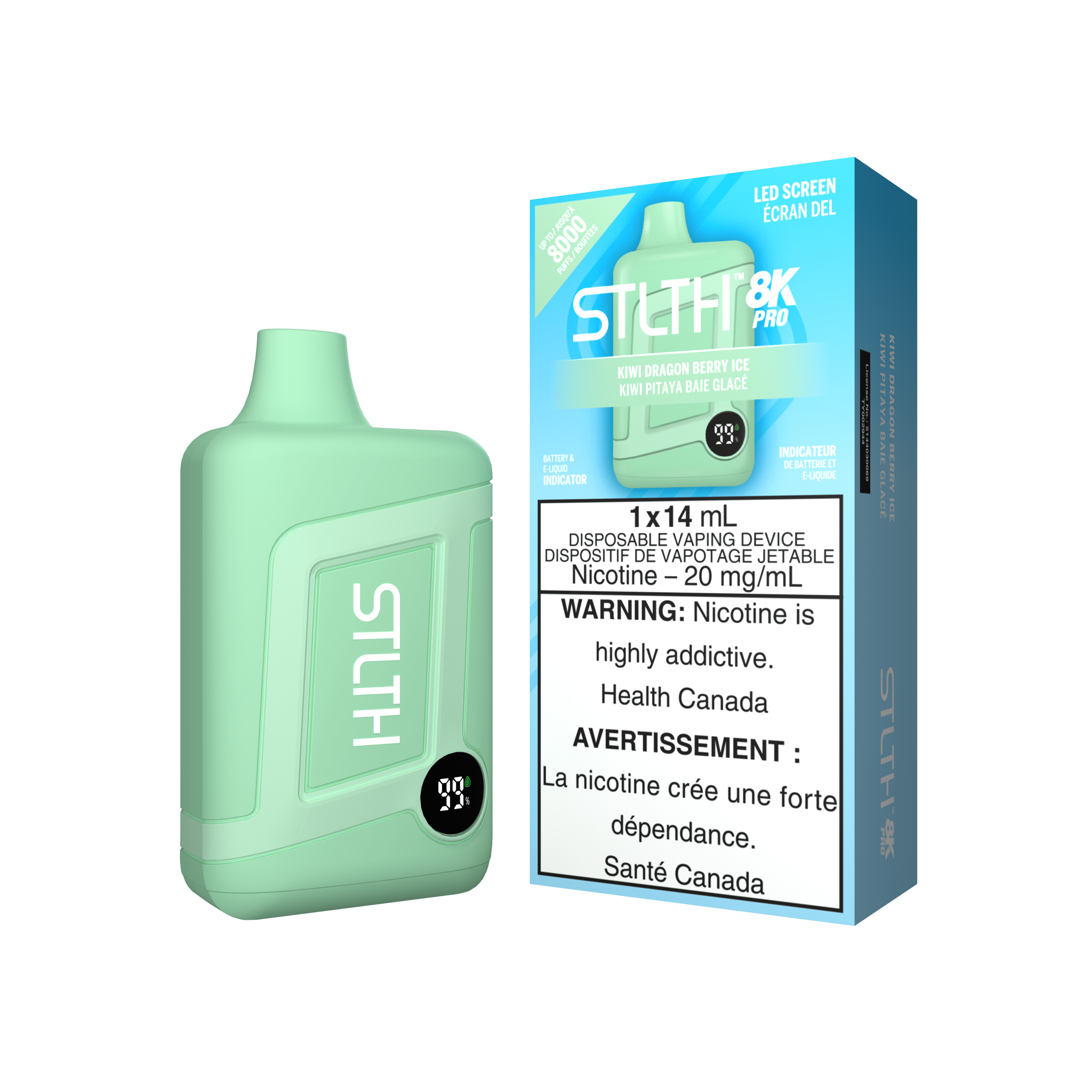 STLTH 8K Pro - Kiwi Dragon Berry Ice Disposable Vape available on Canada online vape shop